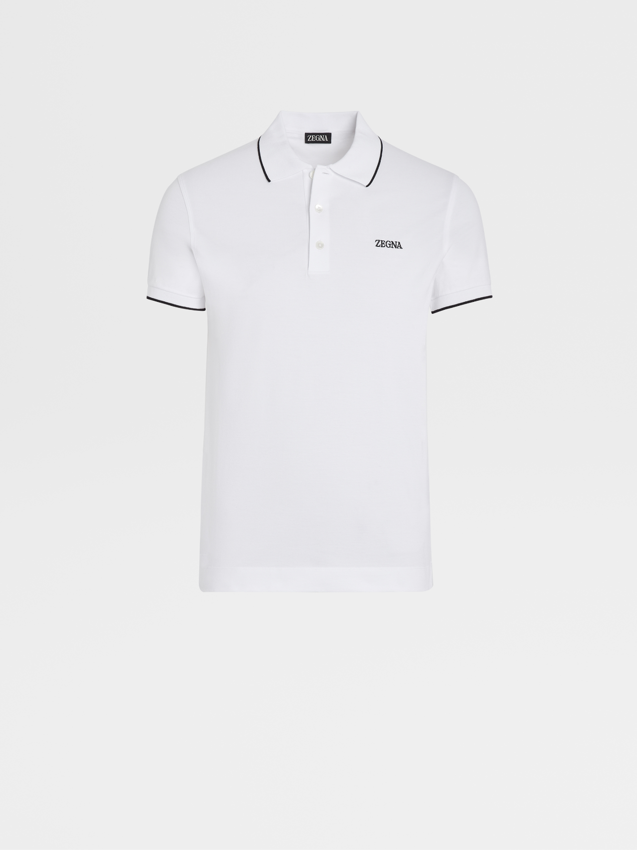 Optical White Stretch Cotton Polo Shirt